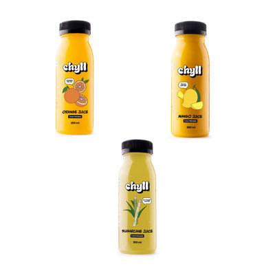 Chyll 100% Fresh Valencia Orange Juice - Cold Pressed(200ml), Chyll 100% Fresh Mango Juice - Cold Pressed(200ml) & Chyll 100% Fresh Sugarcane Juice - Cold Pressed(200ml) Combo
