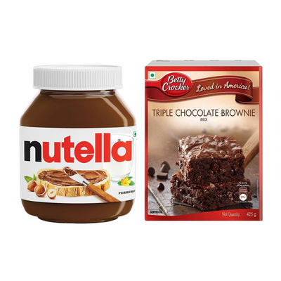 Ferrero Nutella Hazelnut Spread(180gms) & Betty Crocker Triple Chocolate Brownie Instant Cake Mix Powder(425gms) Combo