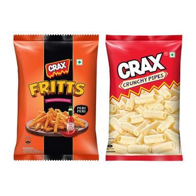 Crax Fritts Peri Peri Corn & Potato Sticks 1.0 Piece(1pc) & Crax Crunchy Pipes Puffs 75.0 Gram(75gms) Combo