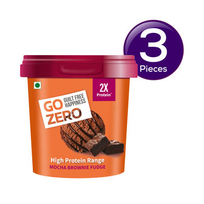 Go Zero Mocha Fudge Brownie High Protein Guilt Free Ice Cream Cup 100 ml Combo