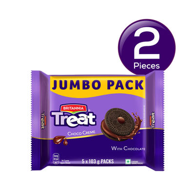 Britannia Treat Choco Creme Biscuits Jumbo Pack 515 g Combo