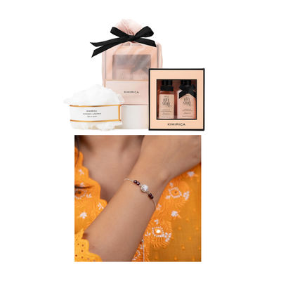 Kimirica "Nothing But Love Story" Duo Potli Gift Set(1pc) & Garnet Silver Bracelet Lumba(1pc) Combo