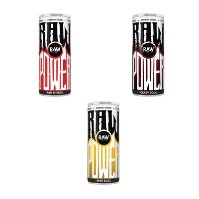 Raw Power Energy drink - Red Energy(250ml), Raw Power Energy Drink - Crazy Cola(250ml) & Raw Power Energy drink - Beer Buzz(250ml) Combo