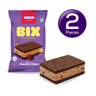 Hocco Bix Cake Chocolate Chips Ice Cream Sandwich 125 ml Combo