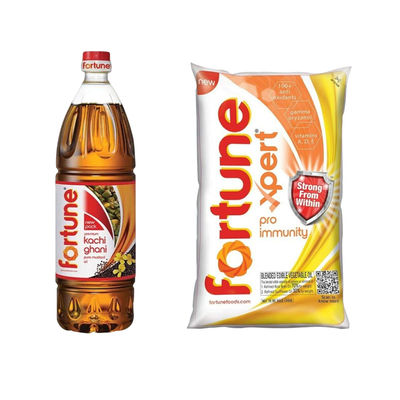 Fortune Kachi Ghani Mustard Oil (Bottle)(1l) & Fortune Xpert Pro Immunity (Pouch)(1l) Combo