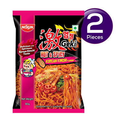 Indo Nissin Geki - Hot and Spicy Korean Kimchi Flavoured Ramen Instant Noodles 80 g Combo