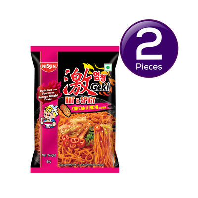 Indo Nissin Geki - Hot and Spicy Korean Kimchi Flavoured Ramen Instant Noodles 80 g Combo