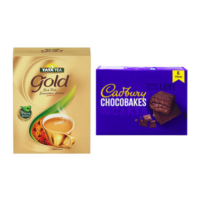 Tata Tea Gold(250gms) & Cadbury Chocobakes Choclayered Cakes(114gms) Combo