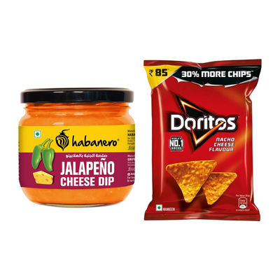 Habanero Jalapeno Cheese Dip(300gms) & Doritos Nacho Chips - Cheese Flavour(153gms) Combo