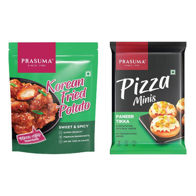 Prasuma Korean Fried Potato - Sweet & Spicy(275gms) & Prasuma Pizza Minis - Paneer Tikka(180gms) Combo
