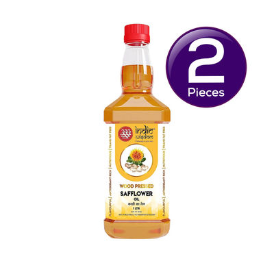 Indic Wisdom Wood Pressed Safflower Oil | Cold Pressed - Extracted on Wooden Churner 1 l Combo