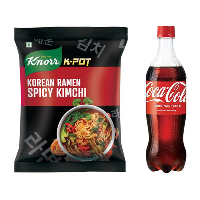 Korean Knorr Korean Ramen Spicy Kimchi Veg Meal(96gms) & Coca-Cola Soft Drink(750ml) Combo 
