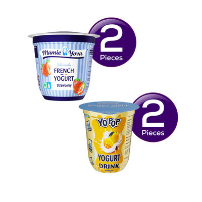 Mamie Yova Deliciously French Fruit Yogurt Strawberry(90 gms), Mamie Yova Yo Pop Yoghurt Drink Mango(125 ml)