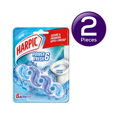 Harpic Power Fresh 6 Toilet Cleaner Rim Block Marine Splash 35 g Combo