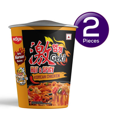 Nissin Geki - Hot and Spicy Korean Chicken Flavoured Ramen Cup Noodles 70 g Combo