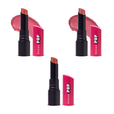 SUGAR POP Ultrastay Transferproof Lipstick - 01 Pink Paradise(1pc), SUGAR POP Ultrastay Transferproof Lipstick - 05 Rustic Rose(1pc) & SUGAR POP Ultrastay Transferproof Lipstick - 08 Coffee Craze(1pc) Combo