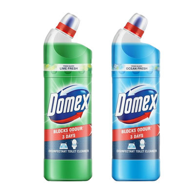 Domex Toilet Cleaner Liquid, Lime Fresh(1l) & Domex Toilet Cleaner Liquid, Ocean Fresh(1l) Combo