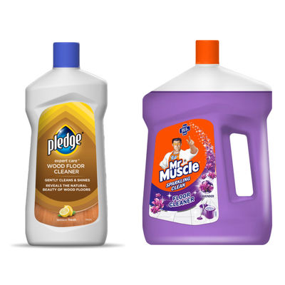 Pledge Wood Floor Cleaner(475ml) & Mr Muscle Floor Cleaner Lavender(2l) Combo