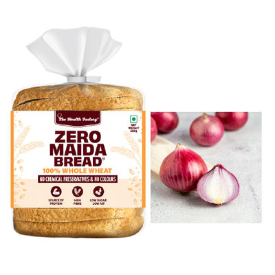 The Health Factory Zero Maida Bread - 100% Whole Wheat(1pc) & Onion(1pc) Combo