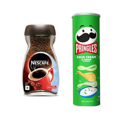 Nescafe Classic Dawn Jar(90gms) & Pringles Potato Chips Sour Cream & Onion Flavour(134gms) Combo