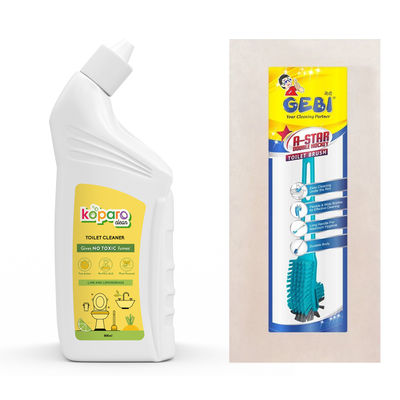 Koparo Plant Based Toilet Cleaner Liquid(800ml) & Gebi Sparkle Plus A Star Double Hockey Toilet Brush (Assorted)(1pc) Combo
