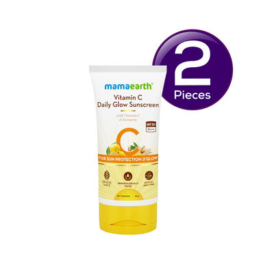 Mamaearth Vitamin C Daily Glow Sunscreen With Vitamin C & Turmeric For Sun Protection & Glow 50 g Combo