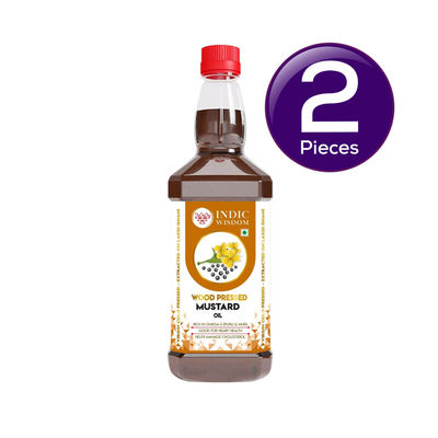 Indic Wisdom Wood Pressed Mustard Oil | Cold Pressed - Extracted on Wooden Churner 1 l Combo