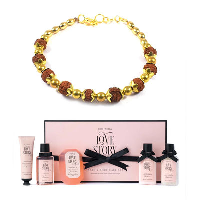 Kimirica Love Story Experience Set(1pc) & Aurum Premium Lumba Rakhi With Meenakari Diamonds And Kundan(1pc) Combo