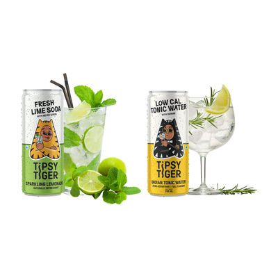 Tipsy Tiger Fresh Lime Soda(250ml) & Tipsy Tiger Low Cal Tonic Water(250ml) Combo