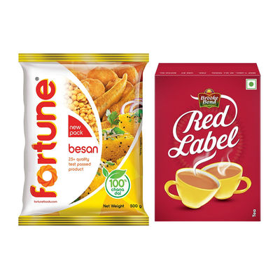 Fortune Besan(500gms) & Brooke Bond Red Label Tea(250gms) Combo