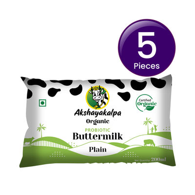 Akshayakalpa Organic Probiotic Buttermilk - Plain 200 ml Combo