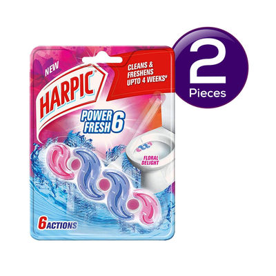 Harpic Power Fresh 6 Toilet Cleaner Rim Block Floral Delight 35 g Combo
