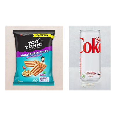 Too Yumm! Dahi Papdi Chaat Multigrain Chips | Protein Snack For Movies, Games, Parties & More(75gms) & Diet Coke Can(300ml) Combo