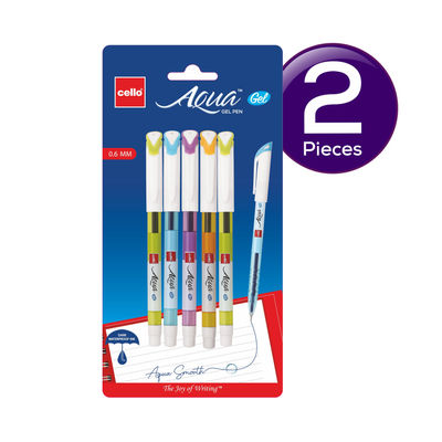 Cello Aqua Gelpen Blue - Blister of 5 (Blue) 1 pc Combo
