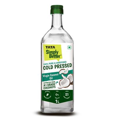 Tata Simply Better Cold Pressed Coconut Oil Bottle | Cholesterol-free and Trans Fat-free