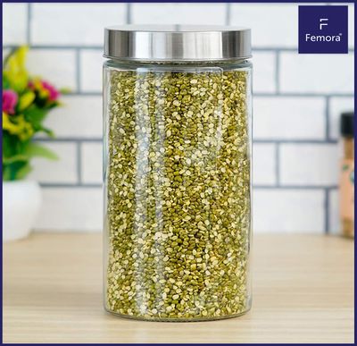 Femora Cylinder Glass Jar 1100 Ml Air Tight