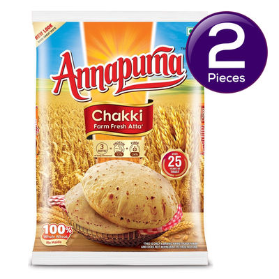 Annapurna Chakki Whole Wheat Atta/ 100% Whole Wheat, No Maida 1 kg Combo