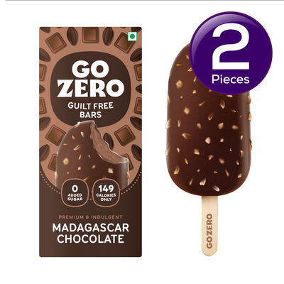 Go Zero Madagascar Chocolate Low Calorie Guilt Free Ice Cream Bar 70 ml Combo