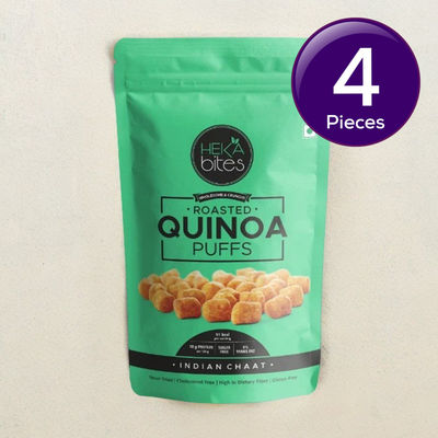 Heka Bites Roasted Quinoa Puffs Indian Chaat - Low Calorie & Healthy Snacks 40 g Combo