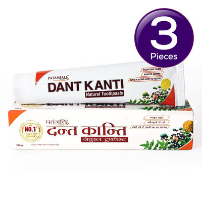 Patanjali Dant Kanti Natural Toothpaste Teeth Cleansers Paste For Strong Teeth and Gums 200 g Combo