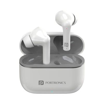 Portronics Harmonics Twins S6 TWS Earbuds - White | With 50Hrs Playtime | Auto ENC | Ipx4 | Fast Charge