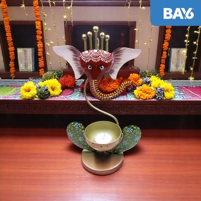 BAY6 Artisan Handpainted Ganesh T-Light Holder