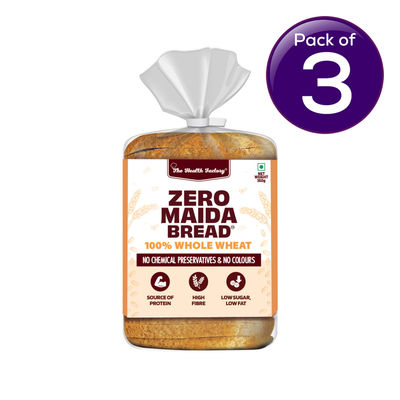 The Health Factory Zero Maida Bread - 100% Whole Wheat 350 g Combo