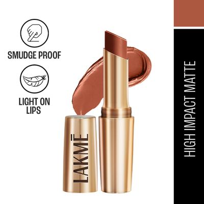 Lakme 9to5 Powerplay Priming Matte Lipstick, Lasts 16hrs, Caramel Latte