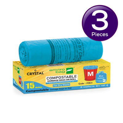Crystal Medium Garbage Bag 19x21 Compostable, Blue Colour 1 pc Combo