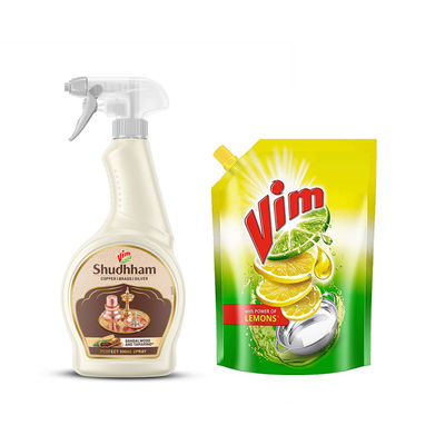 Vim Shudhham Sandalwood And Tamarind Spray For Copper, Brass & Silver(450ml) & Vim Dishwash Liquid Gel Lemon Pouch(2l) Combo