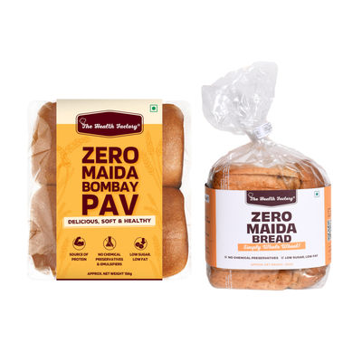 The Health Factory Zero Maida Bombay Pav-Simply Whole Wheat(156gms) & The Health Factory Zero Maida Bread - Simply Whole Wheat(250gms) Combo