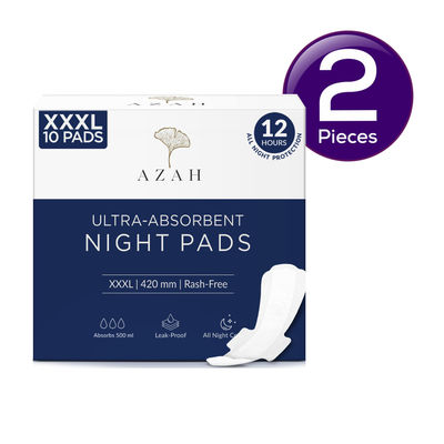 Azah Rash-Free Night Sanitary Pads - Xxxl 10 pc Combo