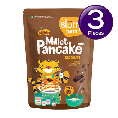 Slurrp Farm Millet Eggless Pancake Mix Chocolate No Maida | Healthy Breakfast | Kids and Adults 150 g Combo