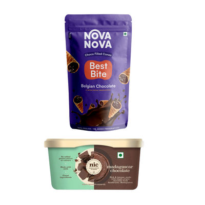 Nova Nova Best Bite - Belgian Chocolate(50gms) & Nic Madagascar(500ml) Combo